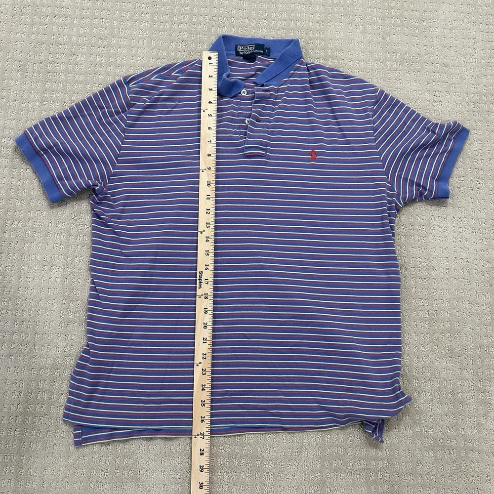 Polo By Ralph Lauren Men's Large Striped Polo Purple Blue